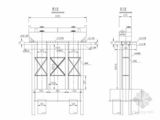 [广西]跨河大桥桥墩盖梁施工方案附盖梁托架计算书（钢管桩）-分配梁安装示意图 