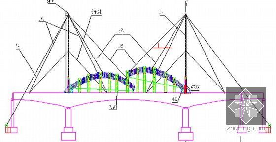 [江西]名企编制(76+160+76)m连续梁拱特大桥施工组织设计171页（附CAD图）-竖转体系安装示意图