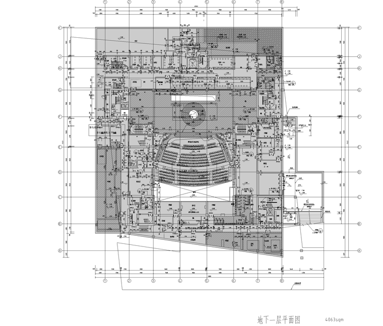 四川大学科学与艺术中心教学楼设计施工图-地下一层平面图