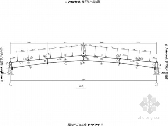 拱形波纹钢屋盖结构资料下载-20米跨钢屋盖结构施工图