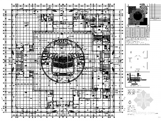 [河北]半圆形市级民族宫建筑设计施工图（图纸精细 推荐下载）-半圆形市级民族宫建筑设计平面图