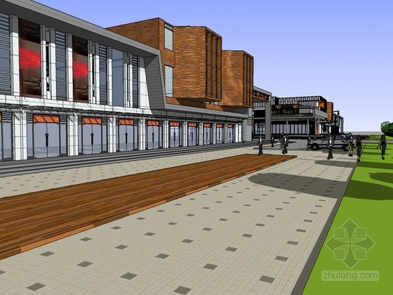 城市商业街SketchUp模型下载-城市商业街 