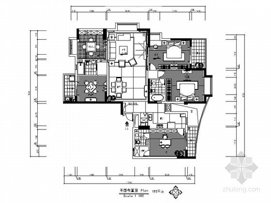 古典简欧五居室资料下载-[温州]超大简欧五居室装饰施工图（含效果）