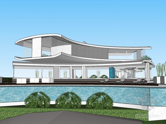 现代别墅设计模型资料下载-超现代别墅设计sketchup模型