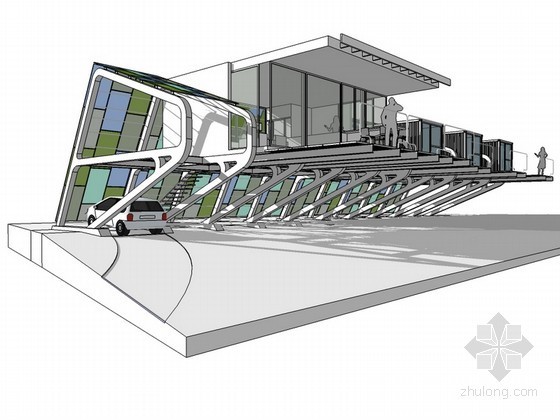 su建筑模型别墅资料下载-滨海沙滩别墅SketchUp建筑模型