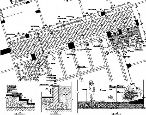 台阶花池剖面图资料下载-入口走道组合景观节点大样图