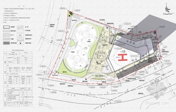 [广东]现代风格高层办公楼建筑设计方案文本（含4个方案）-现代风格高层办公楼建筑设计方案总平面图 