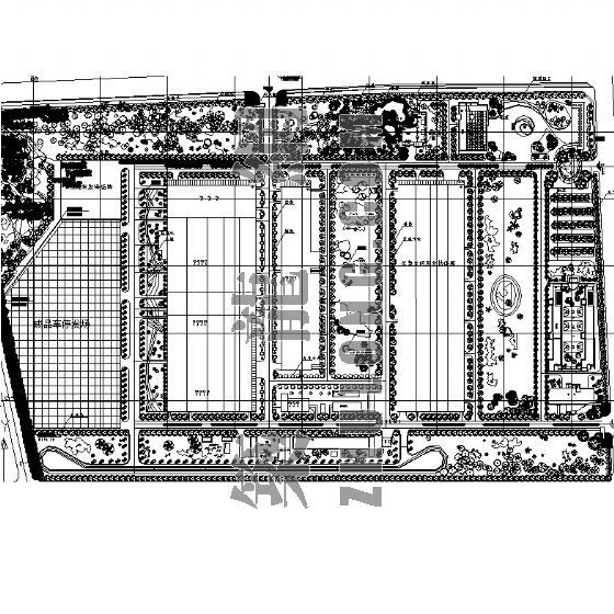 罗中立美术馆总平面图资料下载-植物配置总平面图