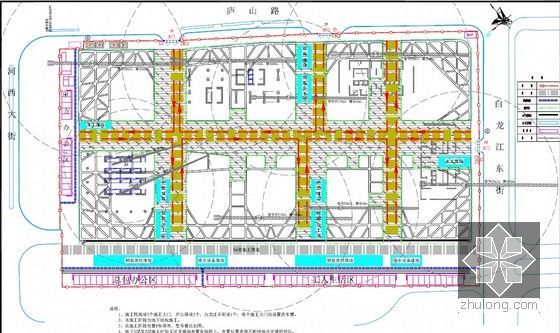 [江苏]超高层混合结构甲级写字楼投标施工组织设计（近1000页，附图非常丰富）-地下结构施工平面布置图