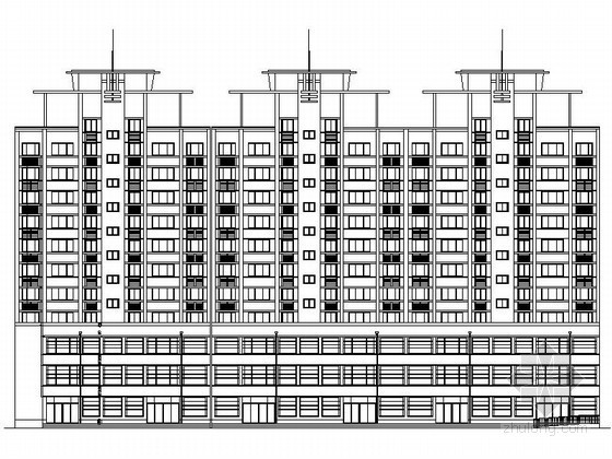框架商住楼建筑图资料下载-某十一层商住楼建筑扩初图