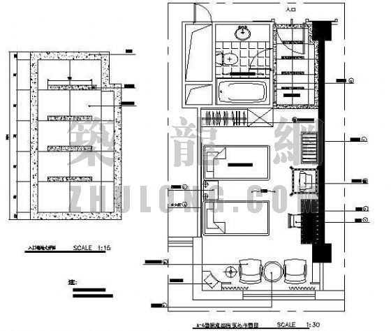 酒店CAD布置图资料下载-酒店客房户型布置图