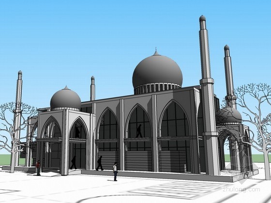 清真寺建筑模型SU资料下载-清真寺庙sketchup模型下载