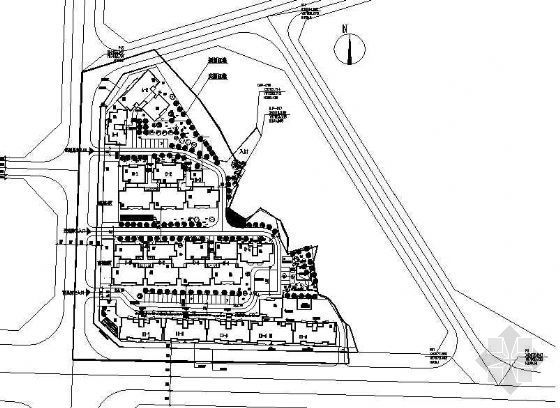 小区入口平面图cad资料下载-某小区绿化平面图