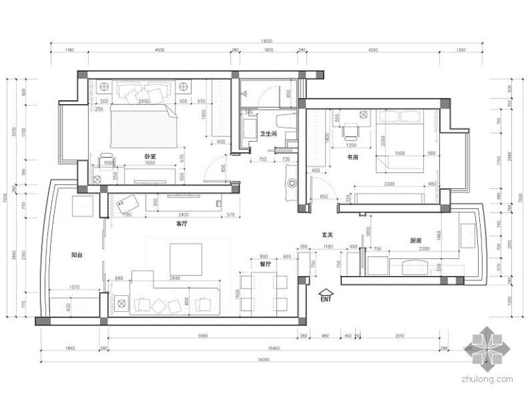 客厅天花吊顶设计图资料下载-现代二室二厅设计图(含预算)