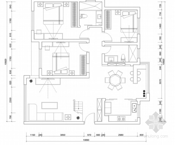 小层别墅建筑图纸资料下载-精品豪华欧式风格两层小别墅室内装修施工图