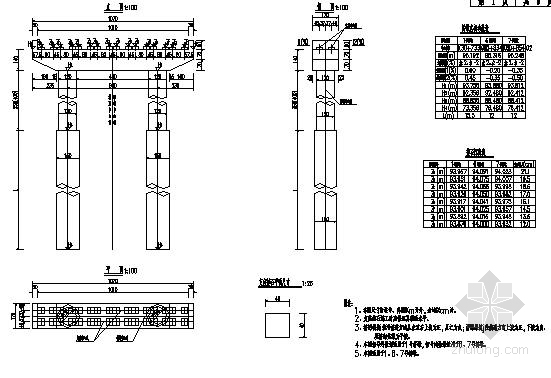 [湖南]两联4×20m后张法预应力简支空心板桥施工图57张-桥墩一般构造图