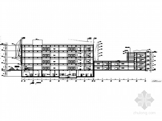 [内蒙古]四层超现代市级博物馆及档案馆建筑施工图-四层超现代市级博物馆及档案馆剖面图 