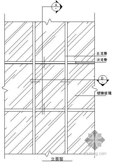 导轨式爬手架平立面图资料下载-某吊挂式玻璃幕墙节点构造详图（五）（立面图）