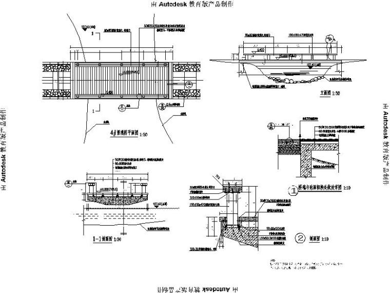 [浙江]城镇滨水生态湿地景观施工图（2016年最新）-景观桥节点详图