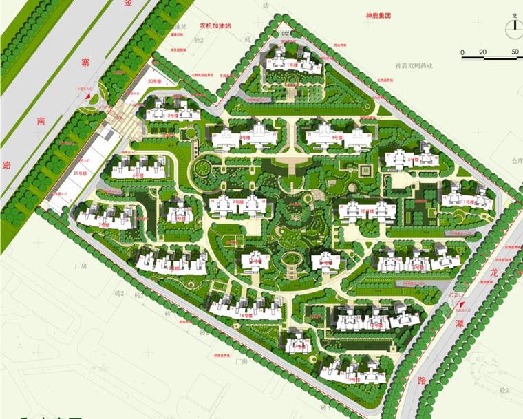 [安徽]和安家园居住区建筑方案文本（欧陆风格）-总平面图