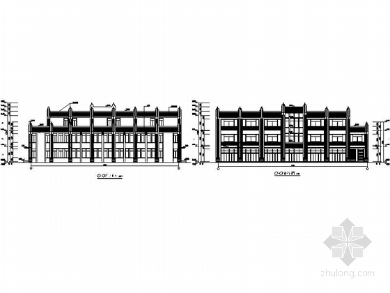 简欧风格两层菜市场及超市建筑施工图-简欧风格两层菜市场及超市建筑立面图