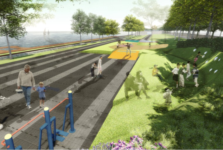 [福建]长乐大东湖运动休闲公园景观概念方案设计-社区公园效果图