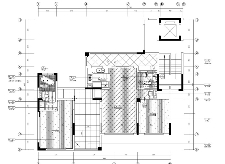 [上海]葛亚曦-上海绿地启东项目108平叠层两居室样板房施工图+软装方案+效果图-5地面布置图_看图王