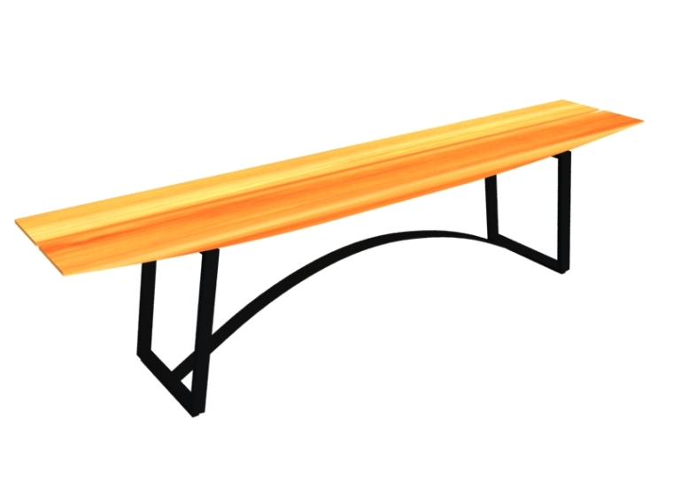 长条椅子su资料下载-公共长条凳3D模型下载