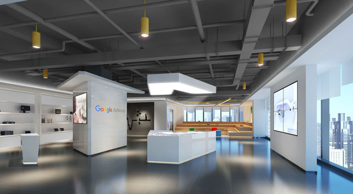 710平方中型创意办公室展厅装修设计案例效果图