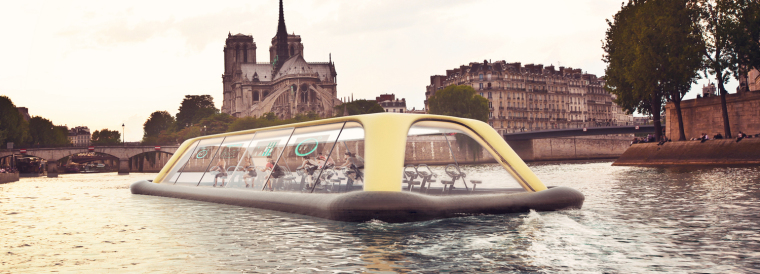 旅行婚纱摄影工作室资料下载-Carlo Ratti工作室设计巴黎塞纳河上的健身房小船
