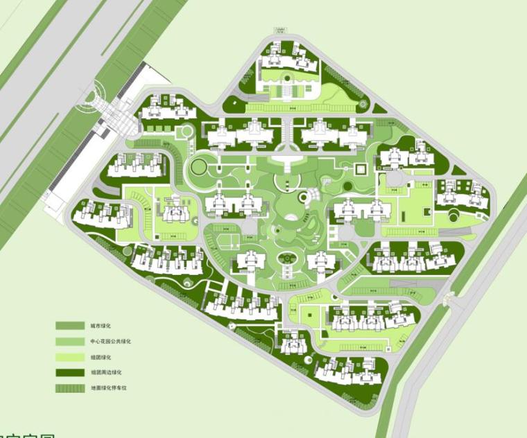 [安徽]和安家园居住区建筑方案文本（欧陆风格）-绿化分析图