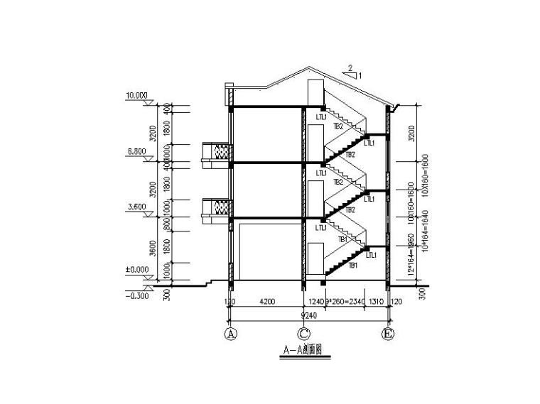 [宁夏]两层砖混结构新农村自建房建筑施工图-两层砖混结构新农村自建房建筑剖面图