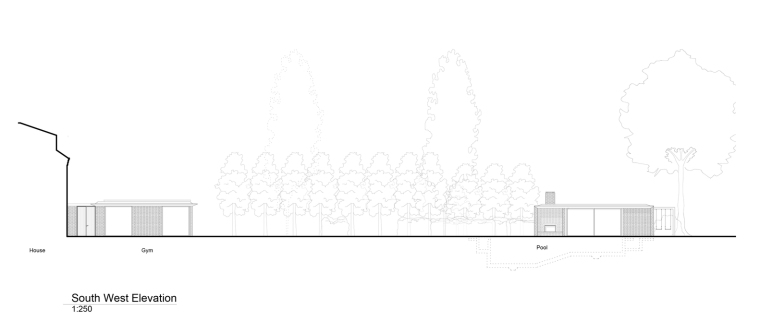 英国一对亭子和游泳池景观-Site_Elevation