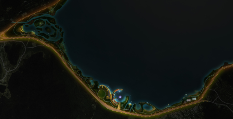 [浙江]宁波东钱湖景区南岸线项目水上花园、阳光水岸概念方案 A-1 夜景