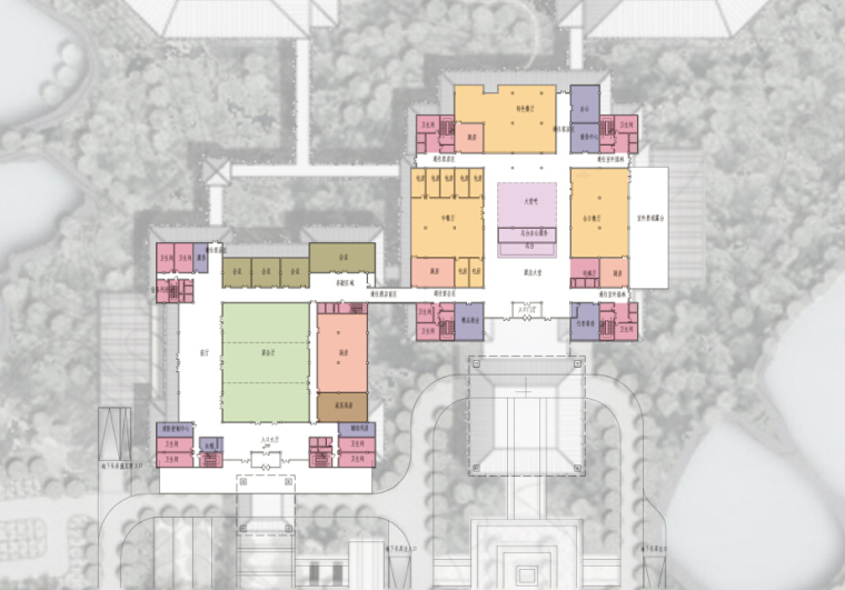 [辽宁]新中式国际宾馆项目建筑文本（含酒店、会议等功能建筑）-新中式国际宾馆项目建筑平面图