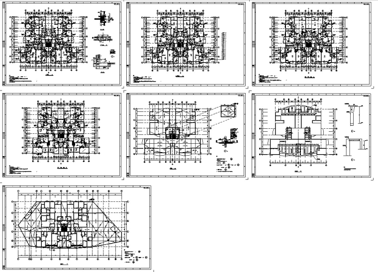 3套高层商住综合楼建筑设计施工图CAD-高层商住大厦建筑施工图