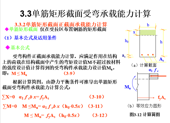 桥梁双筋截面计算资料下载-单筋矩形截面受弯承载能力计算