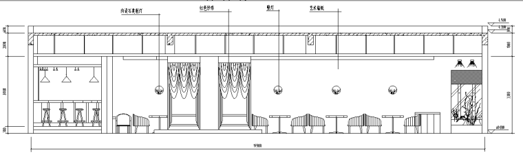 优雅型咖啡厅室内设计装修方案施工图纸-大厅立面图