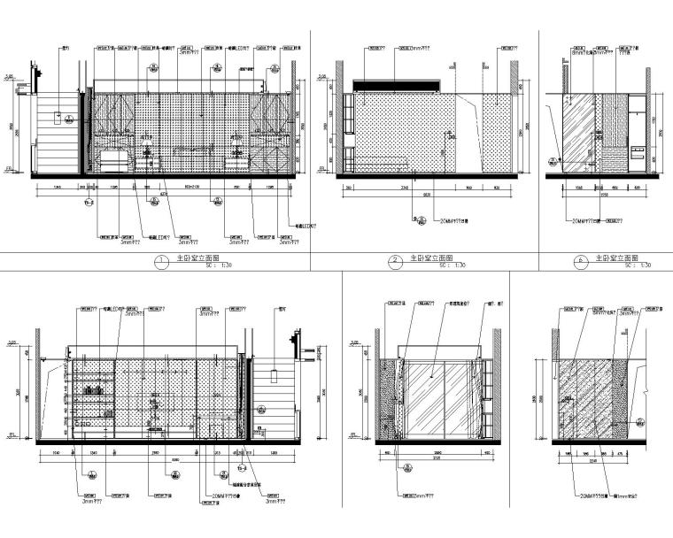 SCDA如恩|知名地产公寓样板间D户型施工图+效果图+物料表-D1户型立面图3