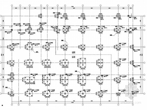 多层行政楼建筑施工图资料下载-五层框架结构名牌大学附属中学行政楼结构施工图（地下一层）