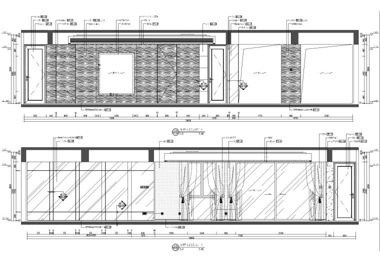 [深圳]壹方中心现代风格样板间设计施工图CAD+软装设计+效果图-客厅及过道区域立面布置图