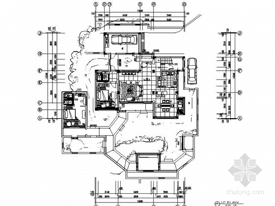 新中式过道吊顶效果图资料下载-[苏州]新中式豪华4层别墅全套CAD施工图（含效果图）