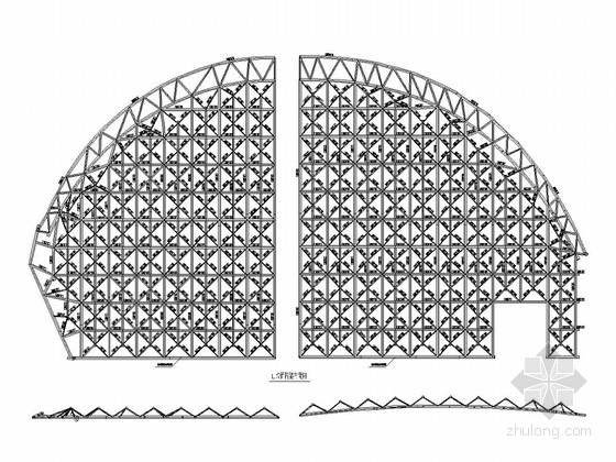 空间网架结构园博会植物馆钢结构深化图纸（845张超详细图纸）-A区山墙面桁架布置图（一） 