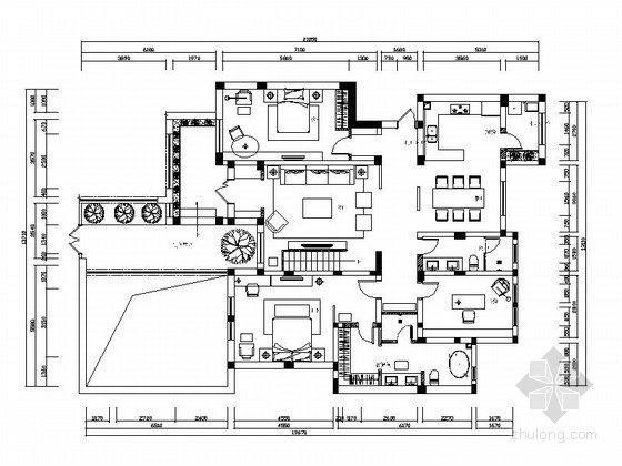 中式家装风格效果图资料下载-[河北]豪华新中式家装施工图（含效果图）