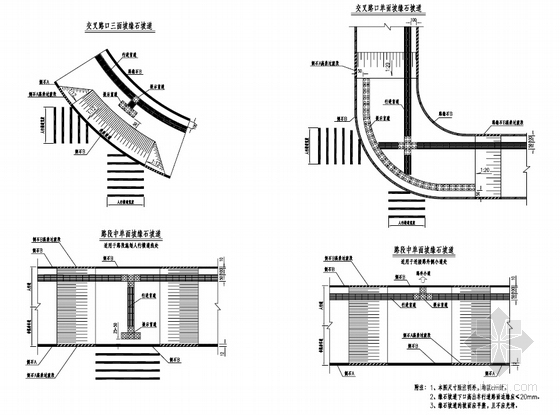 [PDF]城市主干道与高架桥接线工程全套施工图（240张道路管线排水景观）-人行道无障碍设施设计图