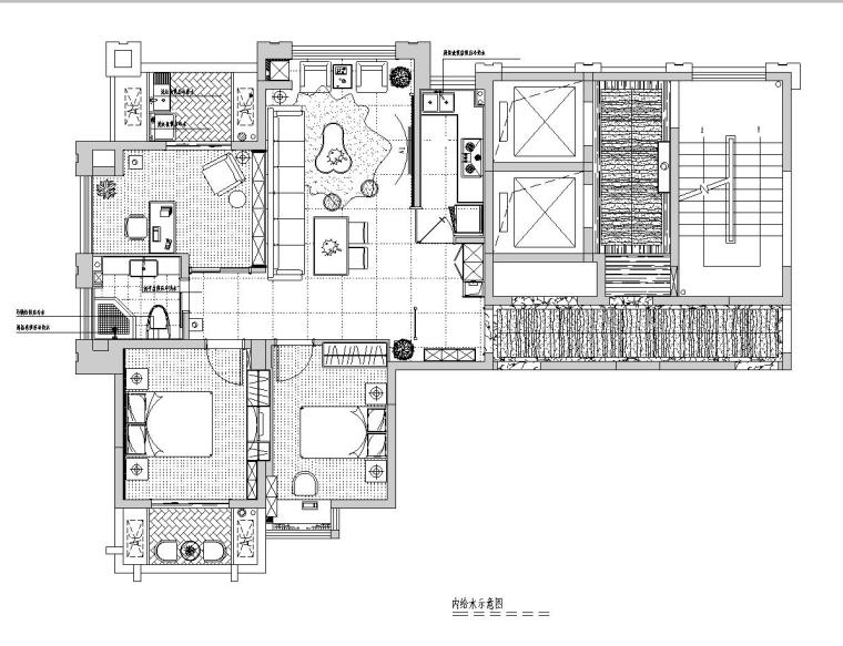 [福建]福州中茵上城国际室内施工图设计（包含CAD+实景图）-给水平面图