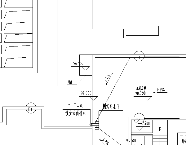 南京高层住宅小区给排水施工图（三期）-屋顶排水平面图