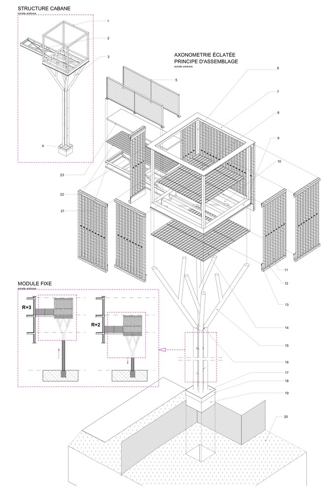 法国树屋与阳台结合的罗曼维尔公寓-Brenac_Gonzalez_Associés_-_Romainville_Marcel_Cachin_-_Détails_Cabane_1