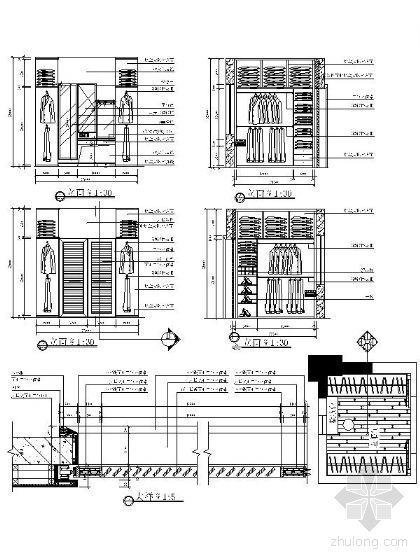 卫生间与衣帽间墙体施工资料下载-主卧衣帽间详图