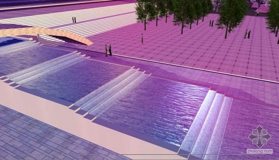 枣庄市生态广场水景喷泉工程图纸及效果图-2